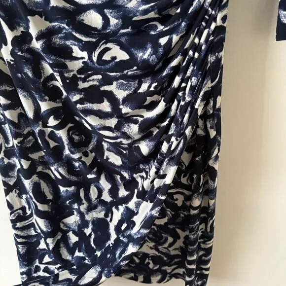 Lauren Ralph Lauren Printed Faux Wrap Ruched Sheath Midi Dress Modest Missy 10 - Picture 7 of 9